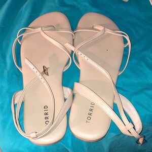 Size 12 Torrid Women's Beige Strappy Sandals ballet look light tan pink